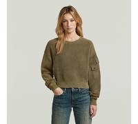 Washed Pocket Loose Knit - Brown - Women L