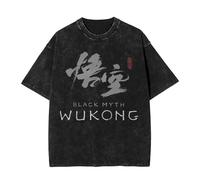 Washed T Shirt Black Myth T Shirt Wukong Streetwear Novelty T-Shirts 3A Video Game Tees Tops Men Women Short Sleeve Oversize Summer -Black||S