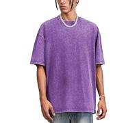 Washed T Shirt Men Black Crew Neck Adult's Heavy Cotton Summer Tops 5XL Tall T Shirts for Men Oversized Vintage Acid Wash Tees Plus Size S-5XL