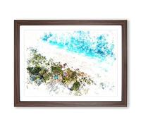Washed Up In Tulum Mexico Watercolour Modern Framed Print | A4 Walnut Framed Wall Art | Ready to Hang | Modern Historical Picture | Living Room Bedroom Lounge Office
