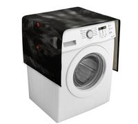 Washer And Dryer Cover for The Top, Black Red Eyed Wolf Dust Protector for Refrigerator Dust Cloth, Anti-Slip Linen Dustproof Cover with Storage Pockets