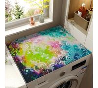Washer And Dryer Cover For The Top Bohemian mandala Silicone Dryer Top Protector Mat Refrigerator Microwave Oven Pad Washing Machine Cover Top Load For Laundry & Kitchen (Color 2,60 x50 cm)