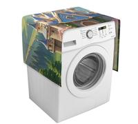 Washer And Dryer Cover for The Top, Colorful Castle Dust Protector for Refrigerator Dust Cloth, Anti-Slip Linen Dustproof Cover with Storage Pockets