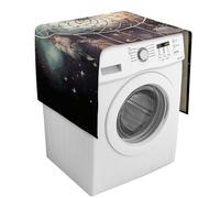 Washer And Dryer Cover for The Top, Dream Catcher And Stars Dust Protector for Refrigerator Dust Cloth, Anti-Slip Linen Dustproof Cover with Storage Pockets