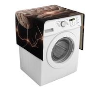 Washer And Dryer Cover for The Top, Lightning And Brain Dust Protector for Refrigerator Dust Cloth, Anti-Slip Linen Dustproof Cover with Storage Pockets