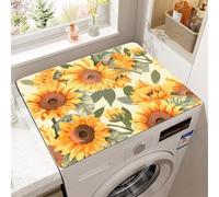 Washer And Dryer Cover For The Top,Non-Slip Quick-Drying Laundry Machine Topper Mat Pad,Scratch-Resistant,Super Absorbent,Easy To Clean Cover For Laundry Room And Kitchen (Flower, 60 x60 cm)
