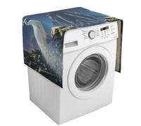 Washer And Dryer Cover for The Top, White Peacock And Moon Dust Protector for Refrigerator Dust Cloth, Anti-Slip Linen Dustproof Cover with Storage Pockets