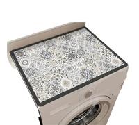 Washer and Dryer Covers for The Top 50X60cm Vintage Checkered Printed Washing Machine Dust Cover Pad, Quick-Dry Absorbent Protective Top Mat For Washer And Dryer(Grey)