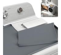 Washer and Dryer Covers for The Top, Non-Slip Washing Machine Top Protector Mat with Lint Trap Hole, Waterproof Silicone Dryer Top Protector Mat for Laundry Kitchen Home (Gray)