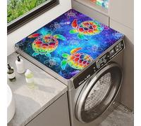 Washer And Dryer Top Covers 3D Tropical Rainforest Large Leaf Print Anti-Slip Washing Machine Top Dust-Proof Cover Washer Or Dryer Top Protector Mat For Laundry Kitchen (Color 4,50x60cm)