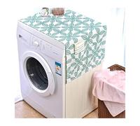 Washer Cover 2 Pcs Geometric Pattern Washing Machine Cover Linen Dust Proof Cloth Microwave Oven Refrigerator Protector Case For Home(Light green,L 50X130cm)