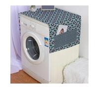 Washer Cover 2 Pcs Geometric Pattern Washing Machine Cover Linen Dust Proof Cloth Microwave Oven Refrigerator Protector Case For Home(Green,XXXL 65X170cm)