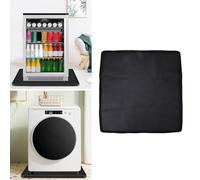 Washer Drain Pan, Silicone Washing Machine Tray for Floor Protection, Leakage Proof Drip Pan Under Washer Machine, Anti Scratch Fridge Mat 23.6x23.6 (Black)
