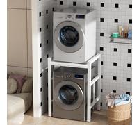 Washer Dryer Stack Stands,Over The Washer Storage Shelf, Height Adjustable Washing Machine Storage Stand, Washing Machine Storage Utility Rack with Countertop, Black (White)