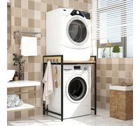 Washer Dryer Stacking Rack Stand, Dryer Stand Height Adjustable Portable Stacking Kit, Washer Storage Utility Rack, Storage Rack-Over Washing Machine Storage-Unit for Laundry Room (Beige+black)