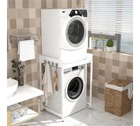 Washer Dryer Stacking Rack Stand, Dryer Stand Height Adjustable Portable Stacking Kit, Washer Storage Utility Rack, Storage Rack-Over Washing Machine Storage-Unit for Laundry Room (White)