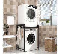 Washer Dryer Stacking Rack Stand, Dryer Stand Height Adjustable Portable Stacking Kit, Washer Storage Utility Rack, Storage Rack-Over Washing Machine Storage-Unit for Laundry Room (Black)