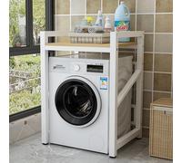 Washer Dryer Stand Stacking Kit with Shelf, Height Adjustable, Over the Drum Washing Machine Storage Rack with Countertop for Balconies, Bathrooms, Laundry Room, 73 * 64 * 110 CM