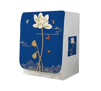 Washer Dustproof Cover Front Load, Washing Machine Dryer Protector Sunscreen Waterproof Tumble Dryer Case Protective Cover for Most Front Loadi (Chinese Lotus,L-capacity 9-12kg)