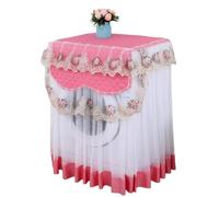 Washer Dustproof Cover Romantic Lace Washing Machine Cover Dryer Embroidery Floral Home Decor Protector Covers(Red)