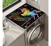 Washer Or Dryer Covers Protector Mat Rainbow Horse Flower Animal Theme Design Washing Machine Top Cover Multi-functional Silicone Mat Non-slip Suitable For Fridge Oven Kitchen (Color 3,50x60cm)