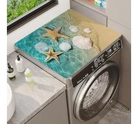 Washer Or Dryer Top Mat Covers Anti-Slip Anti-Scratch Kitchen Dish Drying Mat Starfish Shells Pattern Protector Covers Washing Machine Top Protector Dust-Proof Cover Pet Carpet (Color 1,40x50cm)