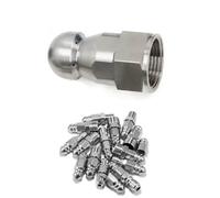 Washer Spray Nozzle Tips,Sewer Jet Nozzles Kit Stainless Steel 1 Front Hole with 3 Or 6 Back Holes Multiple Pack Sizes(1 Hole in Front/6 Holes in Back Inner Diameter 22mm,2pcs)