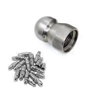 Washer Spray Nozzle Tips,Sewer Jet Nozzles Kit Stainless Steel 1 Front Hole with 3 Or 6 Back Holes Multiple Pack Sizes(1 Hole in Front/3 Holes in Back Internal Thread 1/4,2pcs)