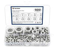 Washers 900 PCS, 9 Size Flat Penny Washer Assorted, 304 Stainless Steel for Screws & Bolts, Flat Metal Washers Sizes M2 M2.5 M3 M4 M5 M6 M8 M10 M12