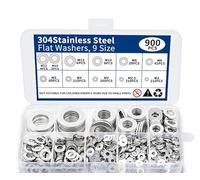 Washers 900 PCS, Flat Penny Washers, Stainless Steel Washer for Screws & Bolts with 10 Sizes M2 M2.5 M3 M4 M5 M6 M8 M10 M12, Flat Metal Washer Assorted