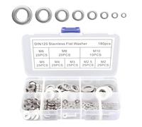 Washers for Screws, 180pcs Stainless Steel Flat Penny Washers M2 M2.5 M3 M4 M5 M6 M8 M10 Metal Washer Set for Bolts and Nuts for Home Automotive Factories Repair Shop Use Repair Construction