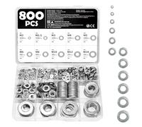 Washers for Screws, 800PCS Stainless Steel Washers with M2 M2.5 M3 M4 M5 M6 M8 M10 M12 M14, 10 Sizes of Metal Washer Set Assorted for DIY Home Repair Construction