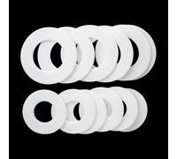 Washers, PTFE Flat Washers - Gasket Spacer for Pressure Gauge, OD 6mm to 105mm, Thickness 1mm, 2mm, 3mm Customizable,10pcs(18x12x2mm)