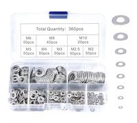 Washers Stainless Steel Washers, 360 Pcs Flat Washers Metal Washer for Repair Stainless Steel Washer for Bolts M2 M2.5 M3 M4 M5 M6 M8 M10 for Home Repair Construction