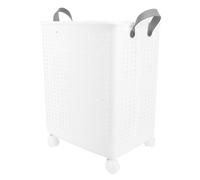 Washing Basket for Laundry, Plastic Foldable Laundry Basket Breathable Collapsible Laundry Basket Laundry Hamper Storage Bin with Wheels Handle for Dirty Clothes 19.7x14.6x11.4in