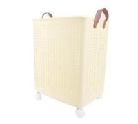 Washing Basket for Laundry, Plastic Foldable Laundry Basket Breathable Collapsible Laundry Basket Laundry Hamper Storage Bin with Wheels Handle for Dirty Clothes 19.7x14.6x11.4in