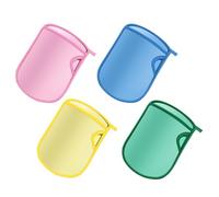 Washing Glove Pair - Reusable Four Times Bath Glove Set For Body Gentle Scrubbing Massaging Fast Drying Mitten Pair | Child Washcloth For Youngster Lad Lass Hygiene Dry Brushing Skin Maintenan