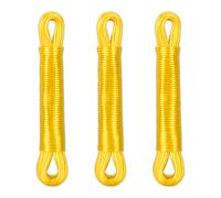 Relaxdays Set of 3 Washing Lines, 20 m, Laundry Cord with Polyester Core, PVC, Extra Strong, Indoors & Outdoors, Yellow