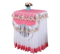 Washing Line Cover Romantic Lace Washing Machine Cover Dustproof Dryer Dust Cover Embroidery Floral Home Decor Protector Washing Machine Covers(Red)