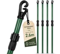 Washing Line Prop Pole 4 Pack 2.4M Telescopic Clothesline Support Heavy Duty Adjustable Garden Laundry Poles with Secure Hook Lock Extendable Outdoor Drying Support for Towels Sheets Bedding