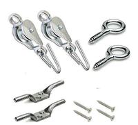 Fort Fasteners Washing Line Pulley Kits with Screw Eyes and Cleat Hooks