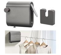 Washing Line Retractable Outdoor,13.75FT Extendable Clothes line,Heavy Duty Stainless Steel Line Wall Mounted Laundry line,Non-Sagging for Indoor Bathroom Balcony (Gray)