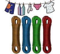 Washing Line Rope Metal Core Laundry Clothes Lines Thick Strong Plastic PVC Cover for Clothes Drying Garden Outdoor Use - Assorted Colors (30m)