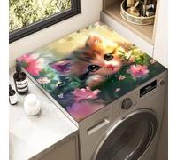 Washing Machine and Dryer Cover, Cute Kitten Anti-slip and Dustproof, Decorative Cover for Laundry Room and Kitchen, Protecting The Top of Washing Machine and Dryer (COLOR-3,80x80cm)