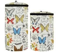 Washing Machine Bag for Sneakers, Pack of 2, Laundry Shoe Bag, Shoe Bag, Shoe Wash Bag, Retro Style, Colourful, Butterfly, Beetle and Retro Colourful Safari Butterflies Beetle Herbs, Talla única,