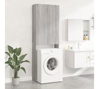 Washing Machine Cabinet Engineered Wood Grey Sonoma 64x25.5x190 cm Slim 2Dr 3pc