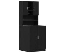 vidaXL Washing Machine Cabinet 2 pcs Black oak 70.5 x 71.5 x 181.5 cm, Living Room Cabinet, Modern Laundry Storage, Durable Indoor Unit, Rectangular Functional Solution, Home Utility Organization