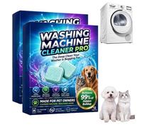 Washing Machine Cleaner, 12 Pieces Washing Machine Drum Cleaner Descaler, Pet Hair Remover & Deep Cleaners Tabs for All Washers, Natural Mild Formula (2 Pack）