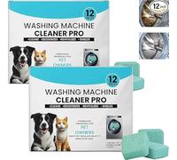 Washing Machine Cleaner, Pet Hair Specific, Washing Machine Cleaning Sheets, Washing Machine Descaling Agent, Cleans the Drum and Seals, Removes Lint, Odors, and Residue, Fresh Scent (12 Sheets)