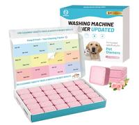 Washing Machine Cleaner Rose Flavor 30 Pack, Formulated for Pet Owners | Compatible with HE, Top & Front Load Washer | Septic Safe | Fresh Scent | Removes Residue | Remove Stubborn Pet Hair